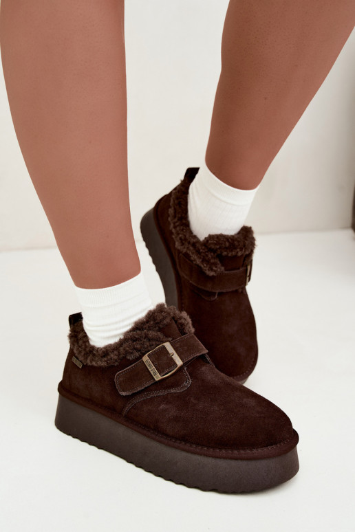 Bottes de neige en simili daim avec plateforme Big Star UU274319 CzekoladoĮe