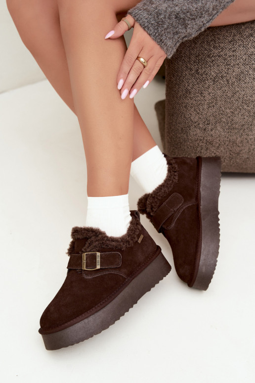 Schneestiefel aus Kunstveloursleder mit Plattform Big Star UU274319 CzekoladoĮe