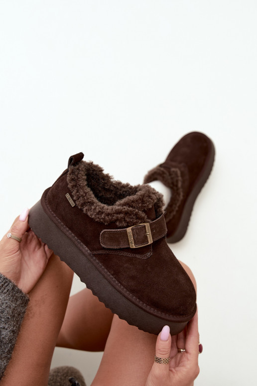 Bottes de neige en simili daim avec plateforme Big Star UU274319 CzekoladoĮe