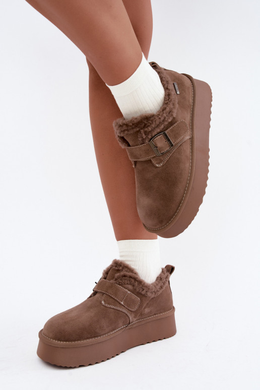 Bottes de neige en simili daim couleur sable avec plateforme Big Star UU274318