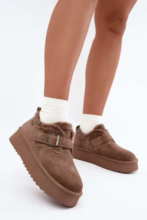 Faux suede zandkleur sneeuwlaarzen met platform Big Star UU274318