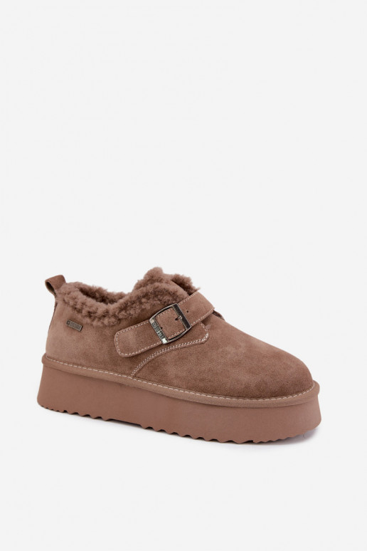Bottes de neige en simili daim couleur sable avec plateforme Big Star UU274318