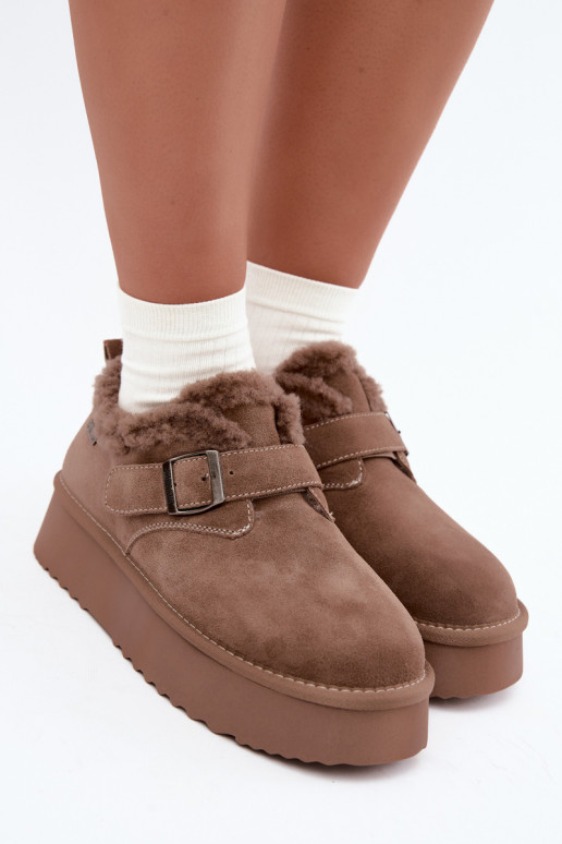 Bottes de neige en simili daim couleur sable avec plateforme Big Star UU274318