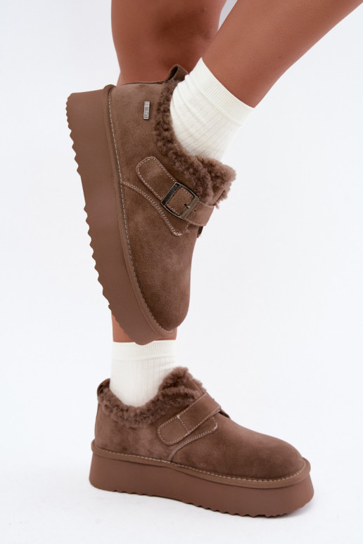 Bottes de neige en simili daim couleur sable avec plateforme Big Star UU274318