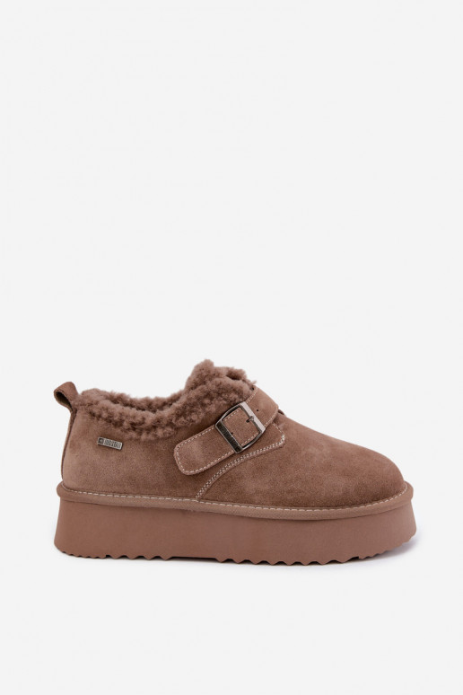 Bottes de neige en simili daim couleur sable avec plateforme Big Star UU274318