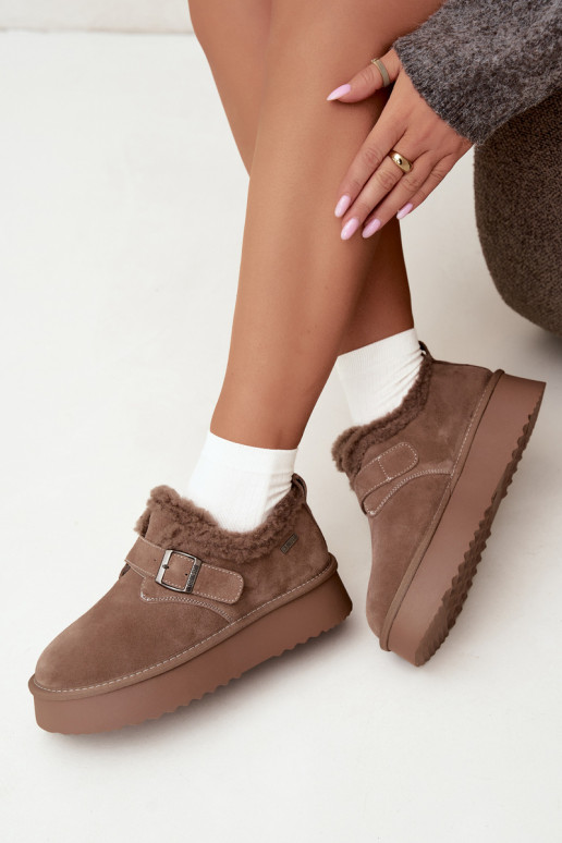Bottes de neige en simili daim couleur sable avec plateforme Big Star UU274318