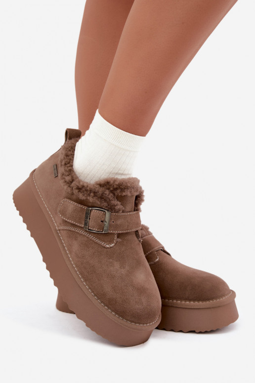 Faux suede zandkleur sneeuwlaarzen met platform Big Star UU274318