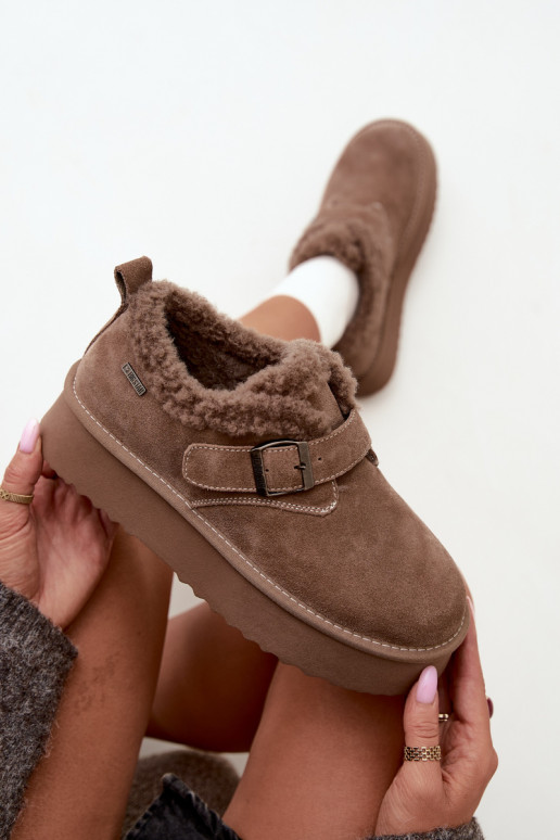 Faux suede zandkleur sneeuwlaarzen met platform Big Star UU274318