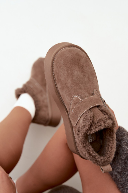 Faux suede zandkleur sneeuwlaarzen met platform Big Star UU274318