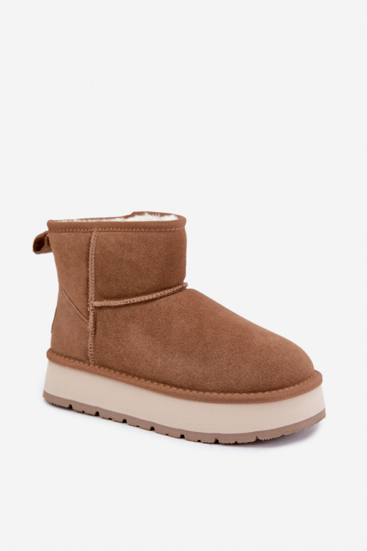 Schneestiefel aus Kunstveloursleder in Braun mit Fell innen Big Star UU274692