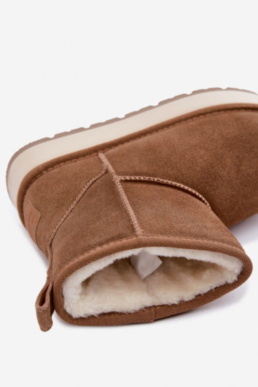 Faux suede bruine sneeuwlaarzen met bont binnenin Big Star UU274692