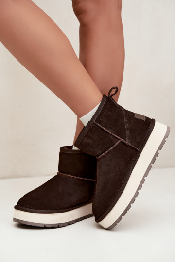 Bottes de neige en simili daim avec fourrure à l'intérieur Big Star UU274693 CzekoladoĮe