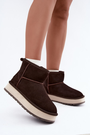 Bottes de neige en simili daim avec fourrure à l'intérieur Big Star UU274693 CzekoladoĮe 2