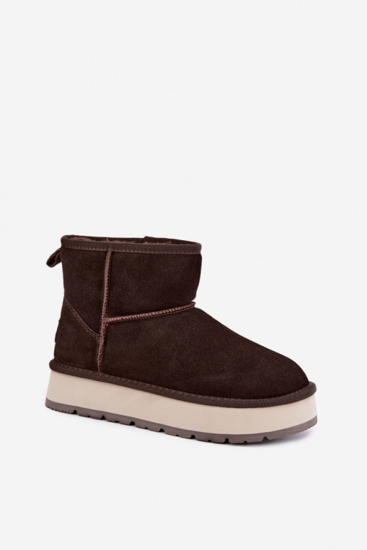 Schneestiefel aus Kunstveloursleder mit Fell innen Big Star UU274693 CzekoladoĮe