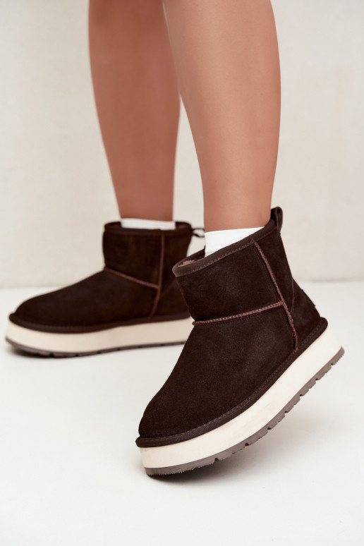 Bottes de neige en simili daim avec fourrure à l'intérieur Big Star UU274693 CzekoladoĮe