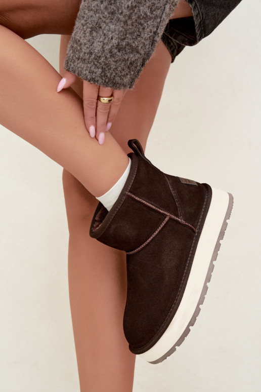 Bottes de neige en simili daim avec fourrure à l'intérieur Big Star UU274693 CzekoladoĮe