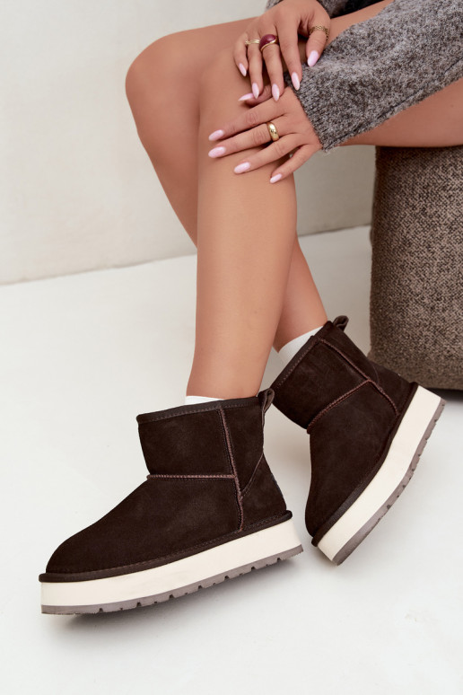 Bottes de neige en simili daim avec fourrure à l'intérieur Big Star UU274693 CzekoladoĮe