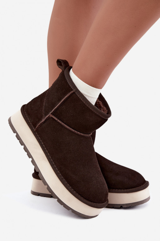 Bottes de neige en simili daim avec fourrure à l'intérieur Big Star UU274693 CzekoladoĮe