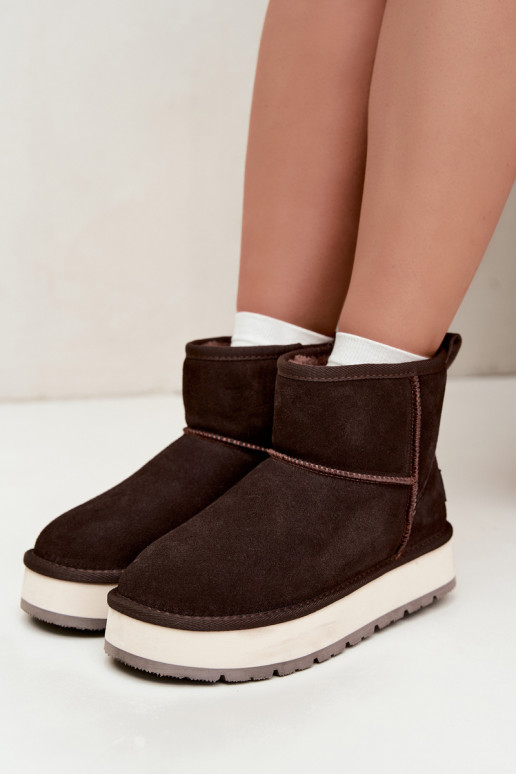 Bottes de neige en simili daim avec fourrure à l'intérieur Big Star UU274693 CzekoladoĮe