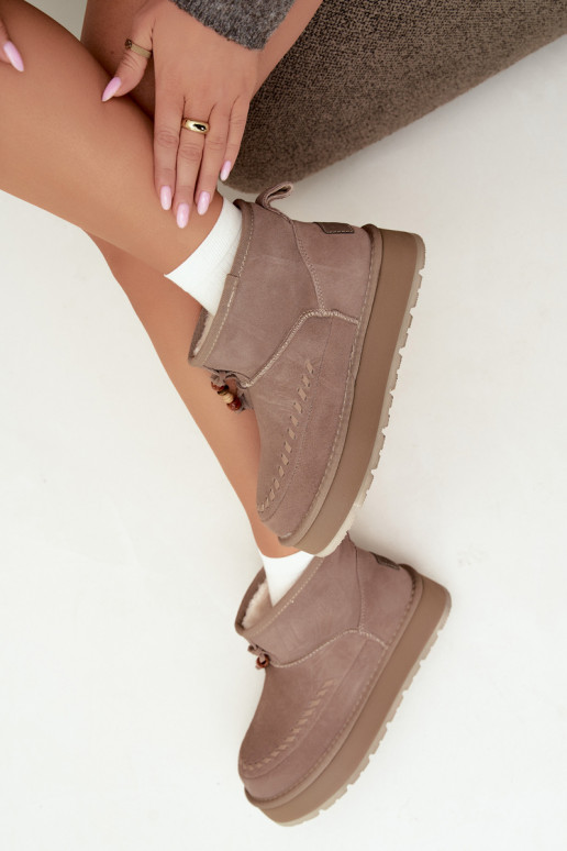 Bottes de neige en simili daim couleur sable Big Star UU274679