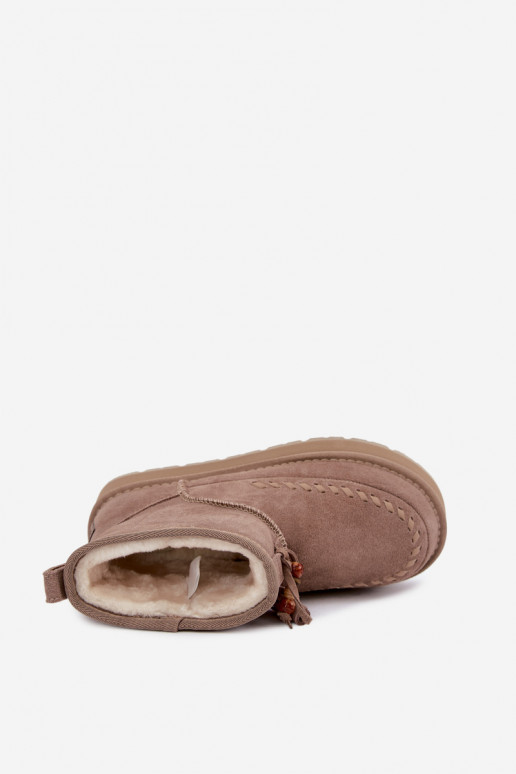 Bottes de neige en simili daim couleur sable Big Star UU274679
