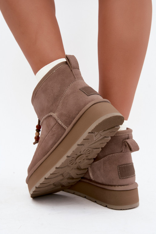 Bottes de neige en simili daim couleur sable Big Star UU274679