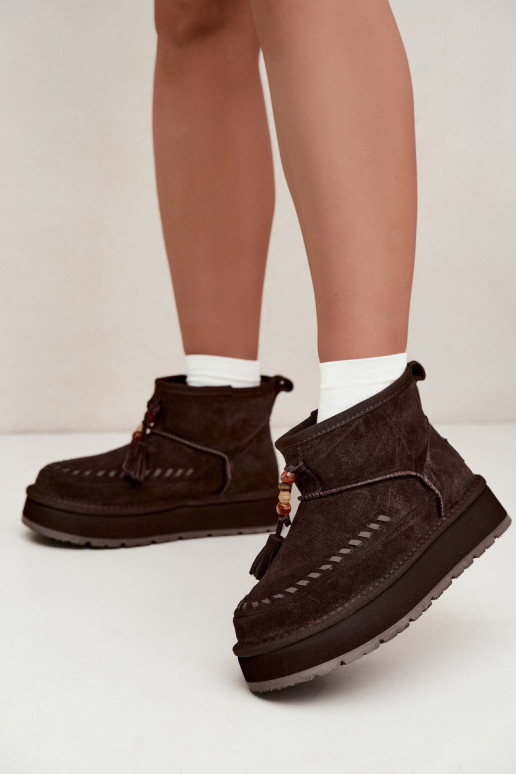 Faux-Suede Schneestiefel Big Star UU274678 in Schokoladenfarbe