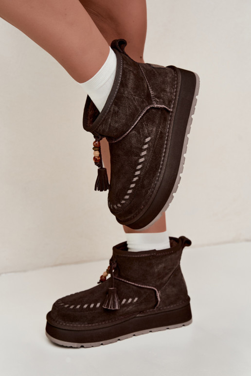 Faux-Suede Schneestiefel Big Star UU274678 in Schokoladenfarbe