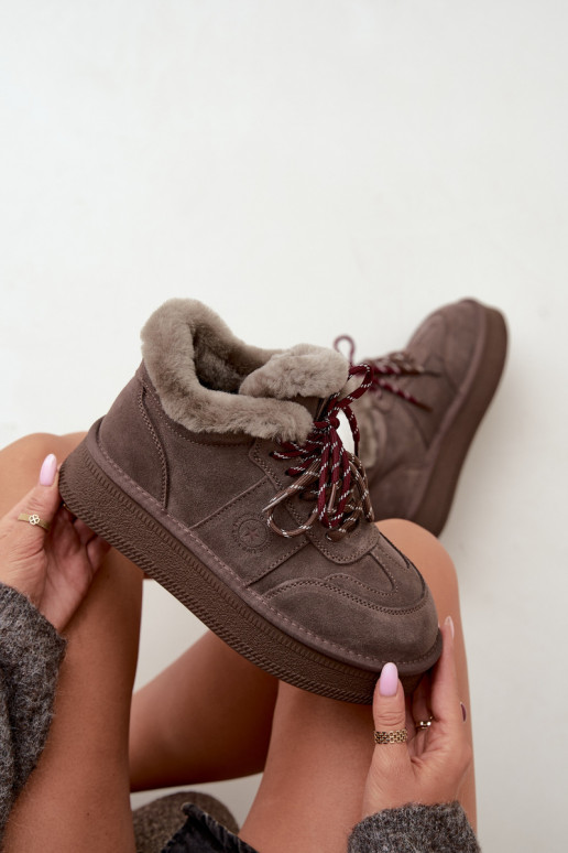 Bottes de neige pour femmes en daim synthétique avec lacets Big Star UU274313 couleur marron