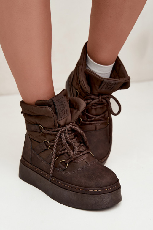 Bottes d'hiver à lacets avec plateforme Big Star UU274191 couleur chocolat