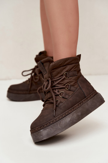 Bottes d'hiver à lacets avec plateforme Big Star UU274191 couleur chocolat 2