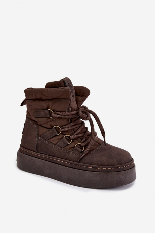 Geklede winterlaarzen met platform Big Star UU274191 chocoladekleur