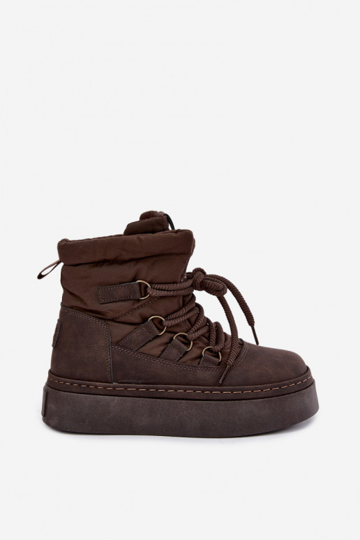 Schnürstiefel für den Winter mit Plateau Big Star UU274191 in Schokoladenfarbe