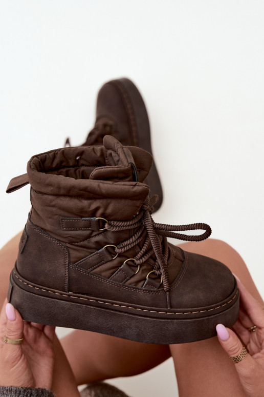 Bottes d'hiver à lacets avec plateforme Big Star UU274191 couleur chocolat
