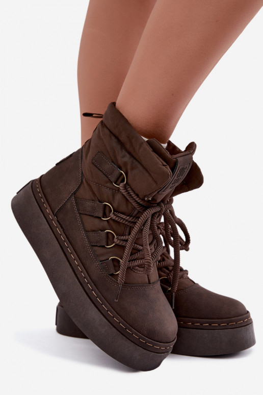 Bottes d'hiver à lacets avec plateforme Big Star UU274191 couleur chocolat