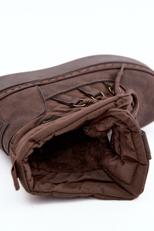 Schnürstiefel für den Winter mit Plateau Big Star UU274191 in Schokoladenfarbe
