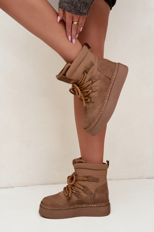 Bottes d'hiver à lacets avec plateforme Big Star UU274190 couleur marron