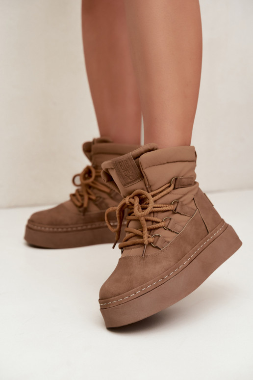 Bottes d'hiver à lacets avec plateforme Big Star UU274190 couleur marron