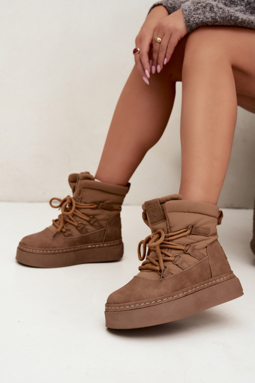 Bottes d'hiver à lacets avec plateforme Big Star UU274190 couleur marron