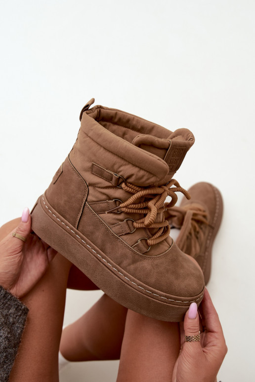Bottes d'hiver à lacets avec plateforme Big Star UU274190 couleur marron