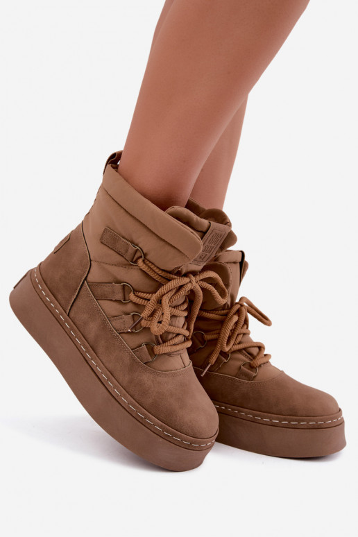 Bottes d'hiver à lacets avec plateforme Big Star UU274190 couleur marron