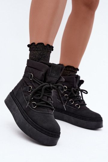 Bottes d'hiver à lacets avec plateforme Big Star UU274189 couleur noire