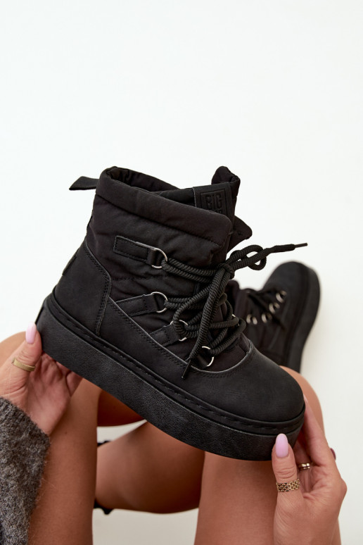 Bottes d'hiver à lacets avec plateforme Big Star UU274189 couleur noire