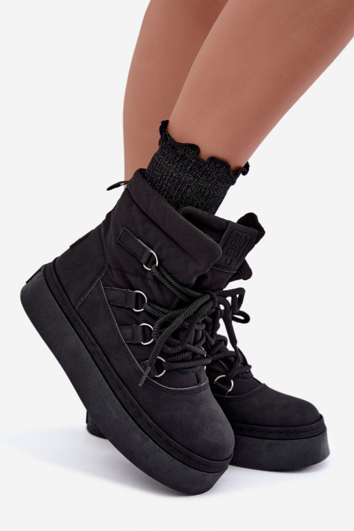 Bottes d'hiver à lacets avec plateforme Big Star UU274189 couleur noire