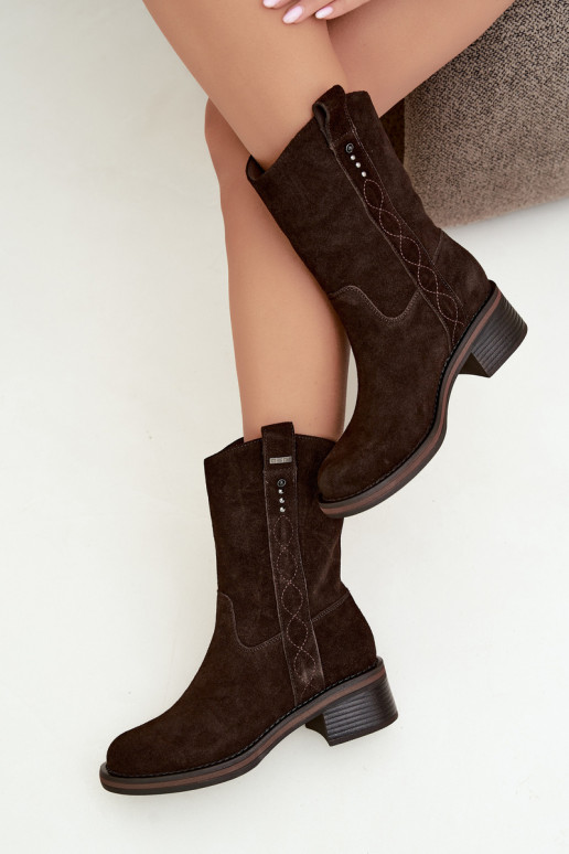 Isolierte Kunstveloursleder Stiefeletten Big Star UU274607 in Schokoladenfarbe