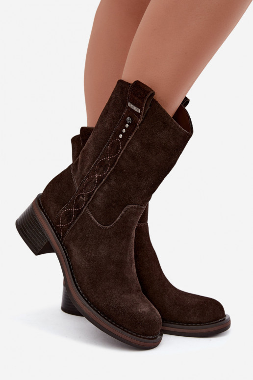 Bottines isolées en daim synthétique Big Star UU274607 couleur chocolat