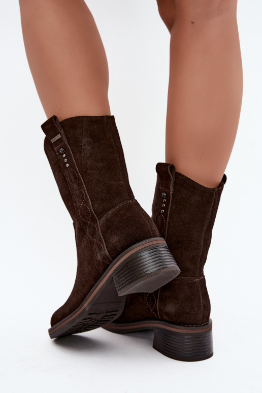 Bottines isolées en daim synthétique Big Star UU274607 couleur chocolat