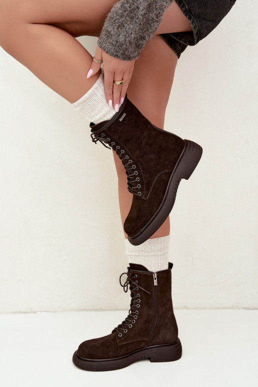 Bottines de travail isolées en daim synthétique Big Star UU274612 couleur chocolat