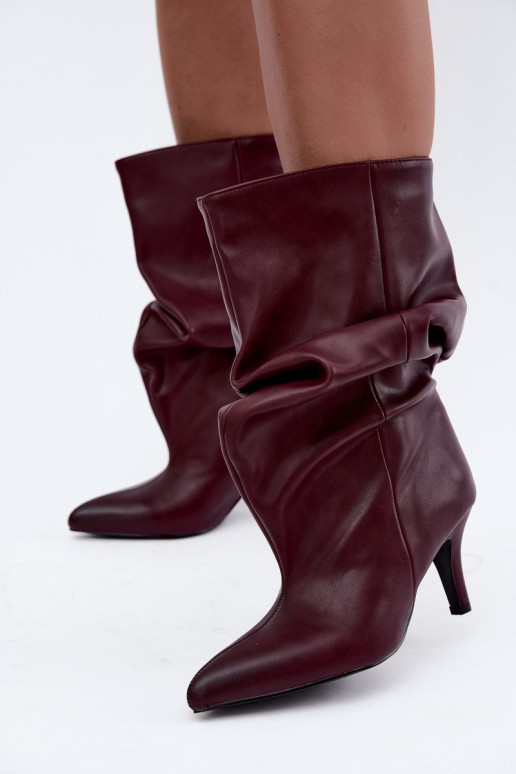 Slouchy enkellaarsjes met hakken in bordeaux Gelra