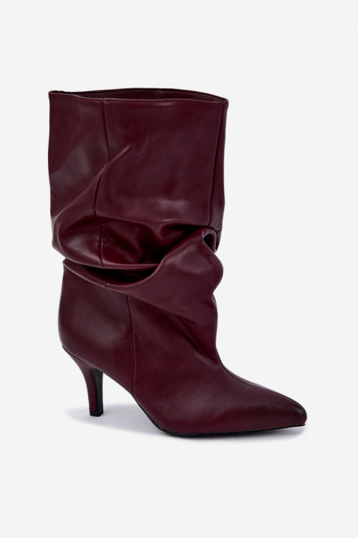 Bottines slouchy à talons en bordeaux Gelra